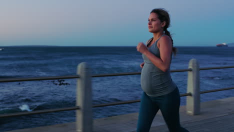 Pregnant-woman-running-at-sunset