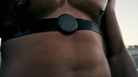 Black-man,-fitness-or-chest-strap-for-heart-rate