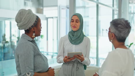 Business-meeting,-team-and-muslim-woman
