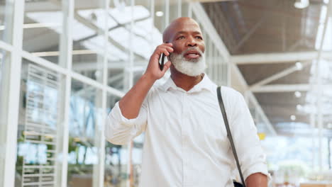 Business,-black-man-and-phone-call-while-walking