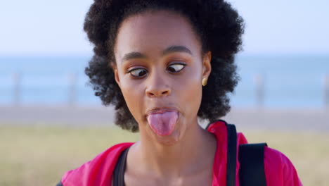 Black-woman,-tongue-and-funny-face