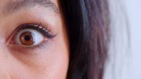 Wow,-surprised-and-closeup-of-eye-of-woman