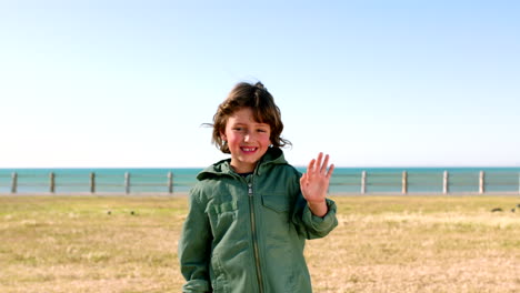Child,-boy-or-waving-by-beach