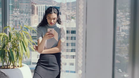 Black-woman,-relax-with-smartphone