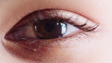 Braune-Augen,-Makrogesicht-Und-Vision-Einer-Frau