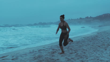 Beach,-sand-and-fitness,-woman-running