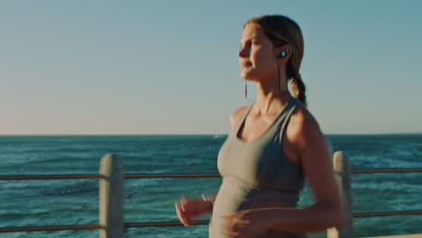 Running,-pregnant-and-fitness-with-a-woman-athlete