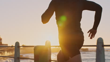 Man,-beach-and-sunset-running
