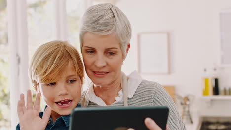 Grandmother,-child-and-tablet-in-video-call