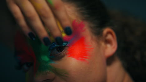 Body-paint,-art-and-face-of-creative-woman