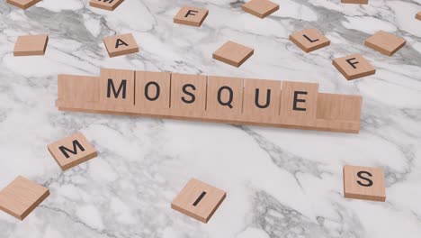 Moschee-Wort-Auf-Scrabble