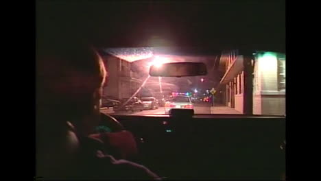 1980s-POV-night-footage-of-police-heading-towards-a-crime-in-New-Orleans-Louisiana