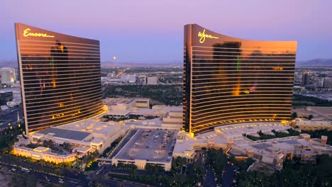 Aerial-view-of-the-Encore-and-Wynn-hotels-in-Las-Vegas-Nevada