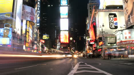 Shot-slowly-pans-left-in-an-accelerated-shot-of-the-frenzy-of-flashing-and-streaking-lights-in-New-York's-Times-Square