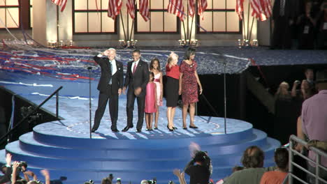 Presidential-Nominee-Barack-Obama-And-His-Vice-Presidential-Pick-Joe-Biden-With-Their-Family'S-Wave-To-A-Packed-Investco-Field-At-The-End-Of-The-2008-Democratic-National-Convention-In-Denver-Colorado