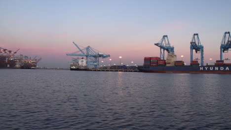 Wide-Shot-At-Sunset-Of-Los-Angeles-Port-Of-San-Pedro