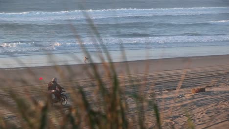A-Dirtbiker-Pops-A-Wheelie-On-A-Sandy-Beach-With-No-One-Around-To-Admire-His-Skill