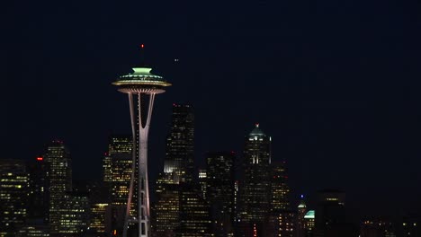 A-Spectacular-Aerial-View-Of-Seattle'S-Space-Needle-At-Night