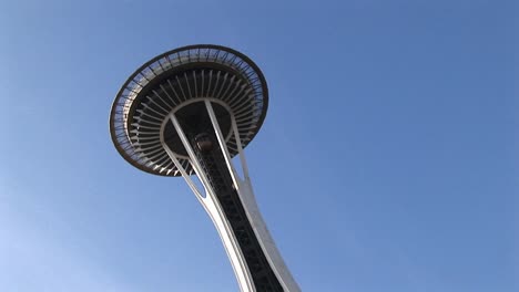A-Closeup-Of-Seattle'S-Landmark-Space-Needle-From-Below