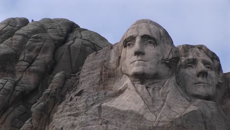 The-Camera-Focuses-On-The-Serene-Expression-Of-George-Washington-In-This-Closeup-View-Of-Mt-Rushmore