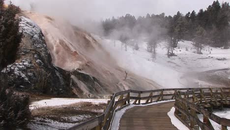 Mediumshot-Of-Steam-Rising-From-A-Geothermal-Area-In-Yellowstone-National-Park-Wyoming