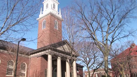 The-Camera-Pans-Up-This-Picturesque-Church-On-Harvard-University\'S-Campus