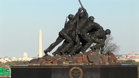 The-Camera-Slowly-Pansup-The-Iwo-Jima-Marine-Corps-Memorial-To-The-American-Flag