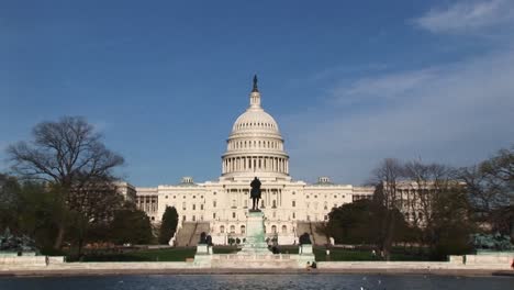 The-Camera-Zooms-In-Across-The-Us-Capitol-Reflecting-Pool-To-The-Westfacing-Side-Of-The-Capitol'S-Dome