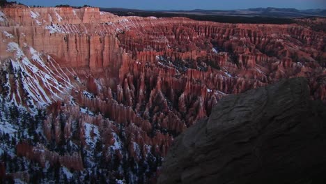 Slow-Pan-Left-On-Snowcovered-Cliffs-Of-Bryce-Canyon-National-Park-Featuring-The-Claron-Formations