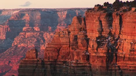Wide-Goldenhour-Shot-Of-Grand-Canyon-National-Park-Including-The-Layered-Cliffs-Of-The-North-Rim-Canyon-Wall
