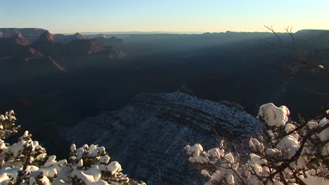 Wide-Silhouetted-Background-Vista-Of-Grand-Canyon-National-Park-Covered-In-Winter
