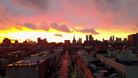 Beautiful-sunset-aerial-shot-flying-over-Brooklyn-New-York-neighborhoods-2