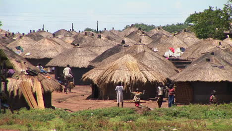 Longshot-of-a-traditional-village-or-refugee-camp-in-Northern-Uganda