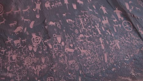 Medium-shot-of-American-Indian-petroglyphs-at-Newspaper-Rock-Utah-1